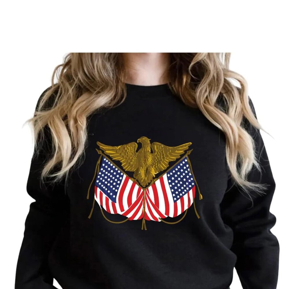 Patriotic American Eagle and Flag T-Shirt, Vintage USA Flag Tee, Independence Da